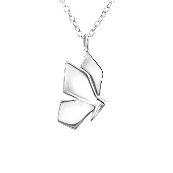 Sterling Silver Origami Butterfly Necklace Waterproof and Anti-Tarnish - Picture 1 of 6